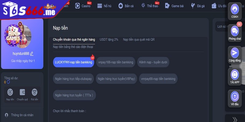 Nạp tiền vào S66 mang lại nhiều lợi ích cho thành viên