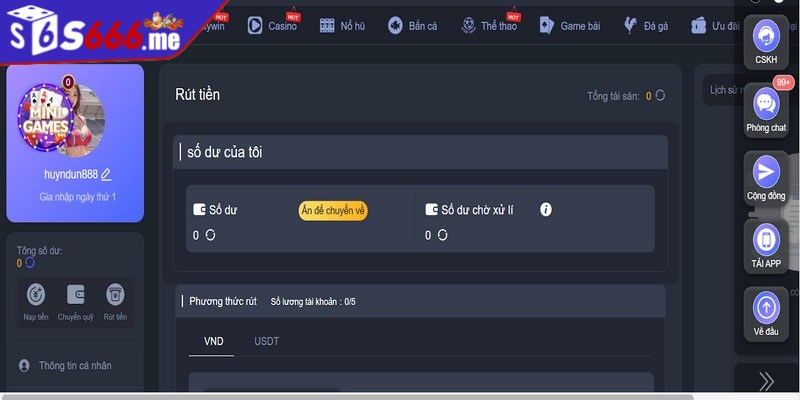 Người chơi cần tuân thủ điều kiện trước khi thực hiện rút tiền tại S66